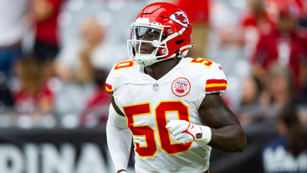 Chiefs linebacker Willie Gay (50) looks on during a game against the Arizona Cardinals.